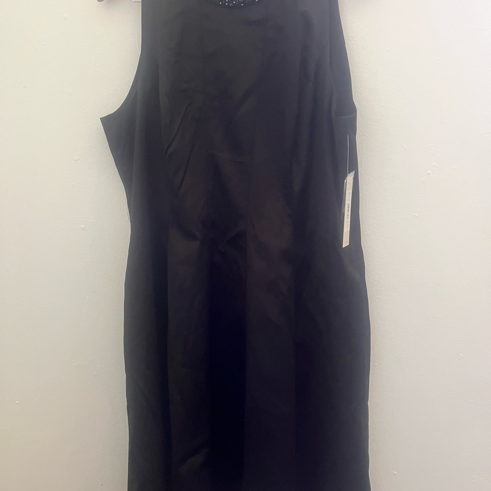 Kay Unger Black Midi Dress with Beaded Neckline